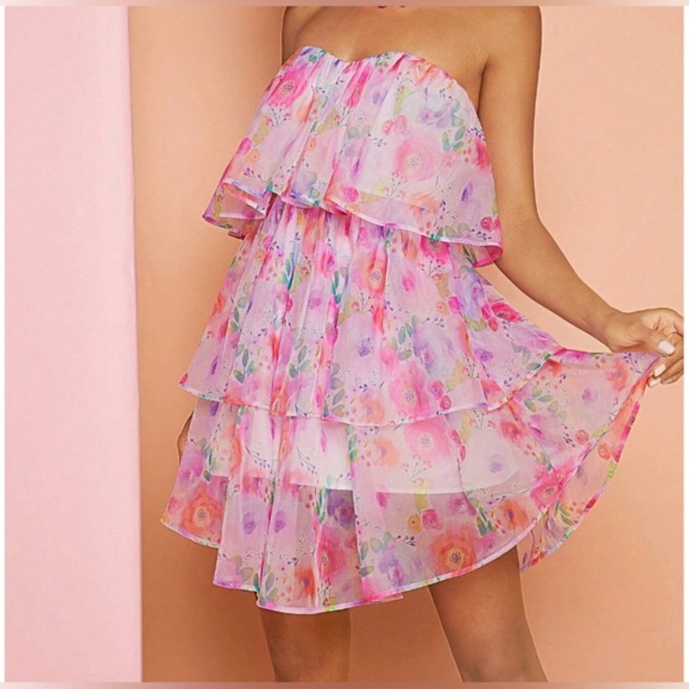 Boho Floral Print Layer Hem Cami Dress - Picture 3 of 10